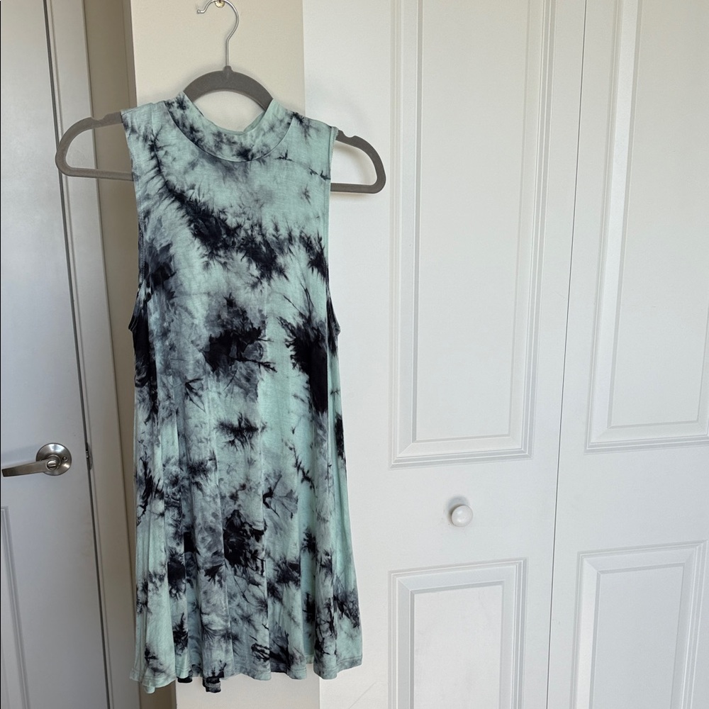Audrey Mint and Charcoal Tie-Dye Top ANTHROPOLOGIE